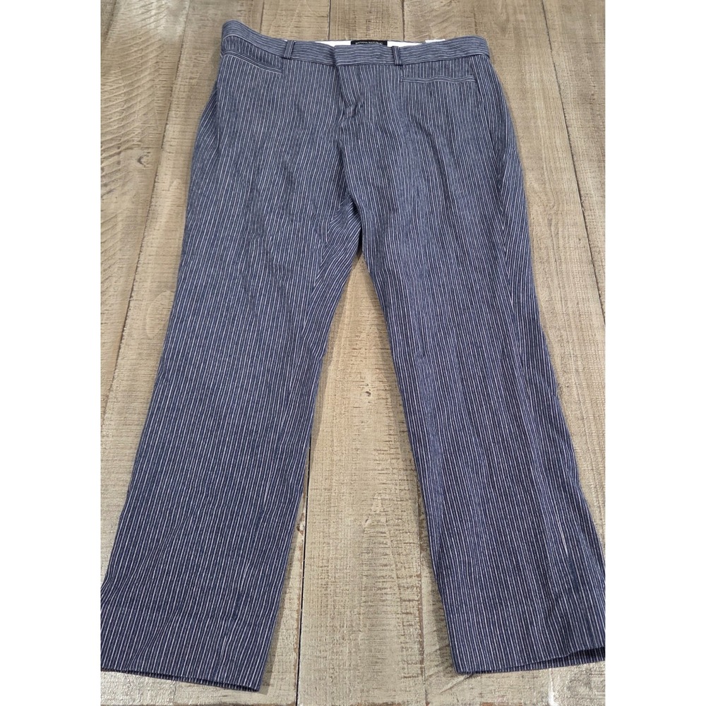 Banana Republic Jackson Fit Navy White Pinstripe Pants Womens 10 Dress Slacks